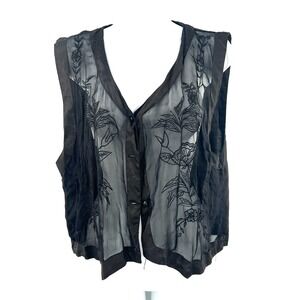 Vintage Papillon los boho sheer embroidered vest whimsigoth fairycore M